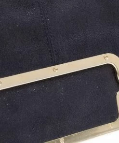 Hot Sale 🧨 Stella McCartney Black Faux Leather Foldover Clutch For 👩 Women ✔️ -Stella McCartney Shop luxury women stella mccartney used handbags p260624 008