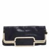Hot Sale 🧨 Stella McCartney Black Faux Leather Foldover Clutch For 👩 Women ✔️