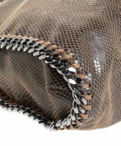 Best Sale 🛒 Stella McCartney Metallic Grey Python Faux Leather Small Falabella Tote For 👩 Women 🎁 -Stella McCartney Shop luxury women stella mccartney used handbags p260947 004