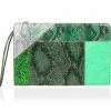 Promo 👍 Stella McCartney Loretta 'Waverly' Exotic Skins Patchwork Green Clutch For 👩 Women 💯 -Stella McCartney Shop luxury women stella mccartney used handbags p26136 001