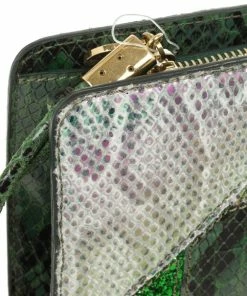 Promo 👍 Stella McCartney Loretta 'Waverly' Exotic Skins Patchwork Green Clutch For 👩 Women 💯 -Stella McCartney Shop luxury women stella mccartney used handbags p26136 010