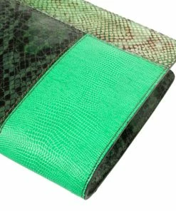 Promo 👍 Stella McCartney Loretta 'Waverly' Exotic Skins Patchwork Green Clutch For 👩 Women 💯 -Stella McCartney Shop luxury women stella mccartney used handbags p26136 011