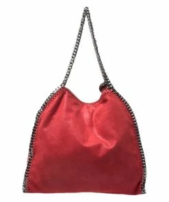Coupon 😀 Stella McCartney Red Faux Leather Small Falabella Tote For 👩 Women ⌛ -Stella McCartney Shop luxury women stella mccartney used handbags p262575 003