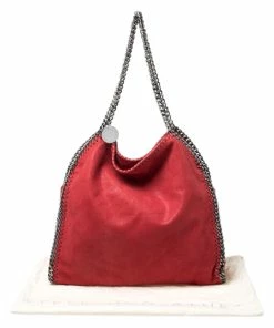Coupon 😀 Stella McCartney Red Faux Leather Small Falabella Tote For 👩 Women ⌛ -Stella McCartney Shop luxury women stella mccartney used handbags p262575 005