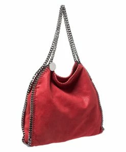 Coupon 😀 Stella McCartney Red Faux Leather Small Falabella Tote For 👩 Women ⌛ -Stella McCartney Shop luxury women stella mccartney used handbags p262575 006