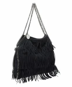 Hot Sale 🎉 Stella McCartney Black Faux Suede Falabella Fringed Tote For 👩 Women 🧨 -Stella McCartney Shop luxury women stella mccartney used handbags p266521 004