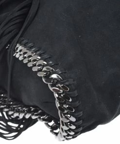 Hot Sale 🎉 Stella McCartney Black Faux Suede Falabella Fringed Tote For 👩 Women 🧨 -Stella McCartney Shop luxury women stella mccartney used handbags p266521 007