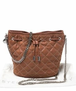 Buy 🌟 Stella McCartney Brown Faux Leather Falabella Bucket Bag For 👩 Women ✔️ -Stella McCartney Shop luxury women stella mccartney used handbags p267430 004