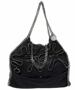 Flash Sale 🤩 Stella McCartney Black Faux Leather Small Falabella Zipper Tote For 👩 Women 🥰