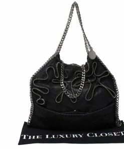 Flash Sale 🤩 Stella McCartney Black Faux Leather Small Falabella Zipper Tote For 👩 Women 🥰 -Stella McCartney Shop luxury women stella mccartney used handbags p270348 004