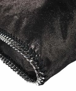 Promo 🧨 Stella McCartney Metallic Black Faux Leather Falabella Tote For 👩 Women ✔️ -Stella McCartney Shop luxury women stella mccartney used handbags p273777 008