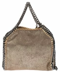 Cheapest 🛒 Stella McCartney Metallic Beige Faux Leather Mini Falabella Shoulder Bag For 👩 Women 🔥 -Stella McCartney Shop luxury women stella mccartney used handbags p277460 002