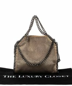 Cheapest 🛒 Stella McCartney Metallic Beige Faux Leather Mini Falabella Shoulder Bag For 👩 Women 🔥 -Stella McCartney Shop luxury women stella mccartney used handbags p277460 004