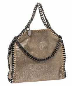 Cheapest 🛒 Stella McCartney Metallic Beige Faux Leather Mini Falabella Shoulder Bag For 👩 Women 🔥 -Stella McCartney Shop luxury women stella mccartney used handbags p277460 005