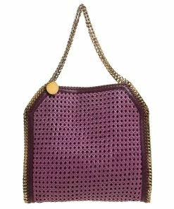 Hot Sale 🔔 Stella McCartney Purple Woven Faux Leather Falabella Tote For 👩 Women 😍