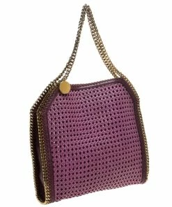 Hot Sale 🔔 Stella McCartney Purple Woven Faux Leather Falabella Tote For 👩 Women 😍 -Stella McCartney Shop luxury women stella mccartney used handbags p279730 003