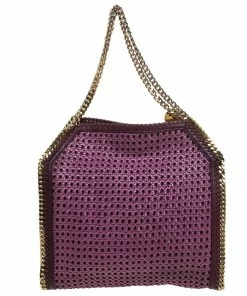 Hot Sale 🔔 Stella McCartney Purple Woven Faux Leather Falabella Tote For 👩 Women 😍 -Stella McCartney Shop luxury women stella mccartney used handbags p279730 004