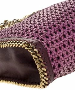 Hot Sale 🔔 Stella McCartney Purple Woven Faux Leather Falabella Tote For 👩 Women 😍 -Stella McCartney Shop luxury women stella mccartney used handbags p279730 007