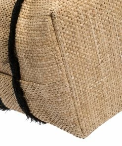 Cheapest 😍 Stella McCartney Beige/Black Woven Raffia And Leather Logo Tote For 👩 Women 😀 -Stella McCartney Shop luxury women stella mccartney used handbags p280548 003