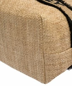 Cheapest 😍 Stella McCartney Beige/Black Woven Raffia And Leather Logo Tote For 👩 Women 😀 -Stella McCartney Shop luxury women stella mccartney used handbags p280548 004