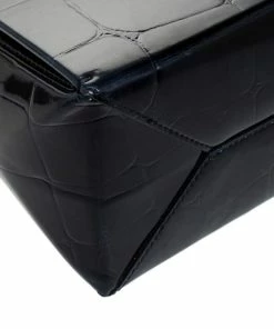 New 🤩 Stella McCartney Black Croc Embossed Leather Shoulder Bag For 👩 Women ⌛ -Stella McCartney Shop luxury women stella mccartney used handbags p281184 1585228527 002