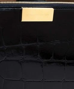 New 🤩 Stella McCartney Black Croc Embossed Leather Shoulder Bag For 👩 Women ⌛ -Stella McCartney Shop luxury women stella mccartney used handbags p281184 1585228539 006