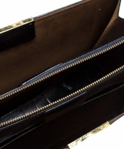 New 🤩 Stella McCartney Black Croc Embossed Leather Shoulder Bag For 👩 Women ⌛ -Stella McCartney Shop luxury women stella mccartney used handbags p281184 1585228549 009