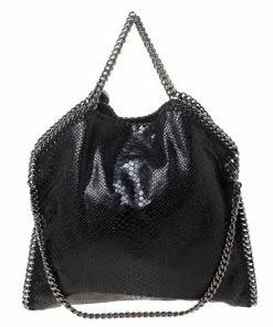 Outlet ๐ Stella McCartney Black Faux Python Embossed Leather Small Falabella Tote For ๐ฉ Women ๐