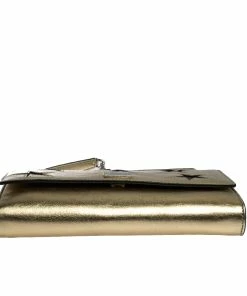 Best deal 🎁 Stella McCartney Metallic Gold Faux Leather Star Flap Shoulder Bag For 👩 Women 🤩 -Stella McCartney Shop luxury women stella mccartney used handbags p285808 004