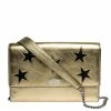 Best deal 🎁 Stella McCartney Metallic Gold Faux Leather Star Flap Shoulder Bag For 👩 Women 🤩