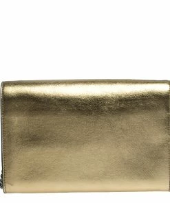 Best deal 🎁 Stella McCartney Metallic Gold Faux Leather Star Flap Shoulder Bag For 👩 Women 🤩 -Stella McCartney Shop luxury women stella mccartney used handbags p285808 011