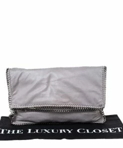 Promo 🔥 Stella McCartney Grey Faux Leather Falabella Clutch For 👩 Women 🎁 -Stella McCartney Shop luxury women stella mccartney used handbags p286072 001