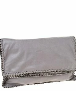 Promo 🔥 Stella McCartney Grey Faux Leather Falabella Clutch For 👩 Women 🎁 -Stella McCartney Shop luxury women stella mccartney used handbags p286072 004
