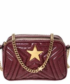 Buy ✨ Stella McCartney Red Python Embossed Faux Leather Star Shoulder Bag For 👩 Women ✨