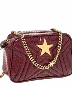Buy ✨ Stella McCartney Red Python Embossed Faux Leather Star Shoulder Bag For 👩 Women ✨ -Stella McCartney Shop luxury women stella mccartney used handbags p296736 1591616048 004