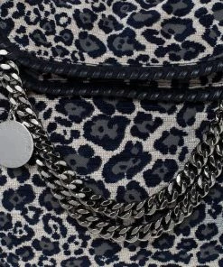 Coupon 😀 Stella McCartney Navy Blue/White Leopard Print Velvet Falabella Tote For 👩 Women 💯 -Stella McCartney Shop luxury women stella mccartney used handbags p299518 011