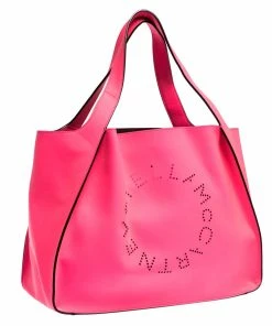 Coupon 😀 Stella McCartney Neon Pink Faux Leather Logo Tote For 👩 Women ⌛ -Stella McCartney Shop luxury women stella mccartney used handbags p307084 010
