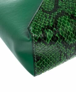 Best deal 🎉 Stella McCartney Green Python Effect And Faux Leather Cavendish Clutch For 👩 Women 😉 -Stella McCartney Shop luxury women stella mccartney used handbags p309145 012