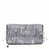 Budget 😉 Stella McCartney Silver Faux Leather Falabella Fringed Fold Over Clutch For 👩 Women ✔️ -Stella McCartney Shop luxury women stella mccartney used handbags p309151 003