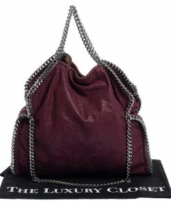 Brand new ❤️ Stella McCartney Burgundy Faux Leather Small Falabella Tote For 👩 Women ✔️ -Stella McCartney Shop luxury women stella mccartney used handbags p324851 003
