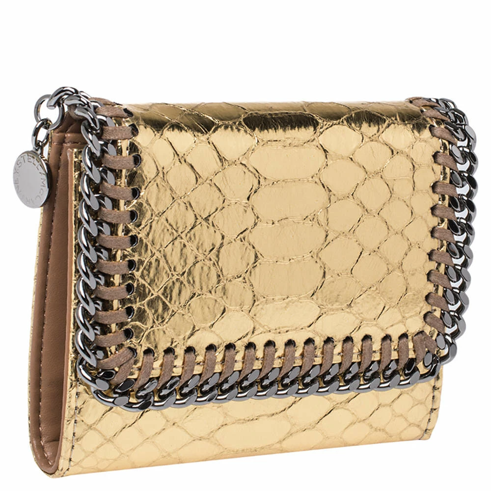 Cheap 👏 Stella McCartney Gold Python Effect Faux Patent Leather Falabella Wallet For 👩 Women 😍 5 Cheap 👏 Stella McCartney Gold Python Effect Faux Patent Leather Falabella Wallet For 👩 Women 😍 - Image 3