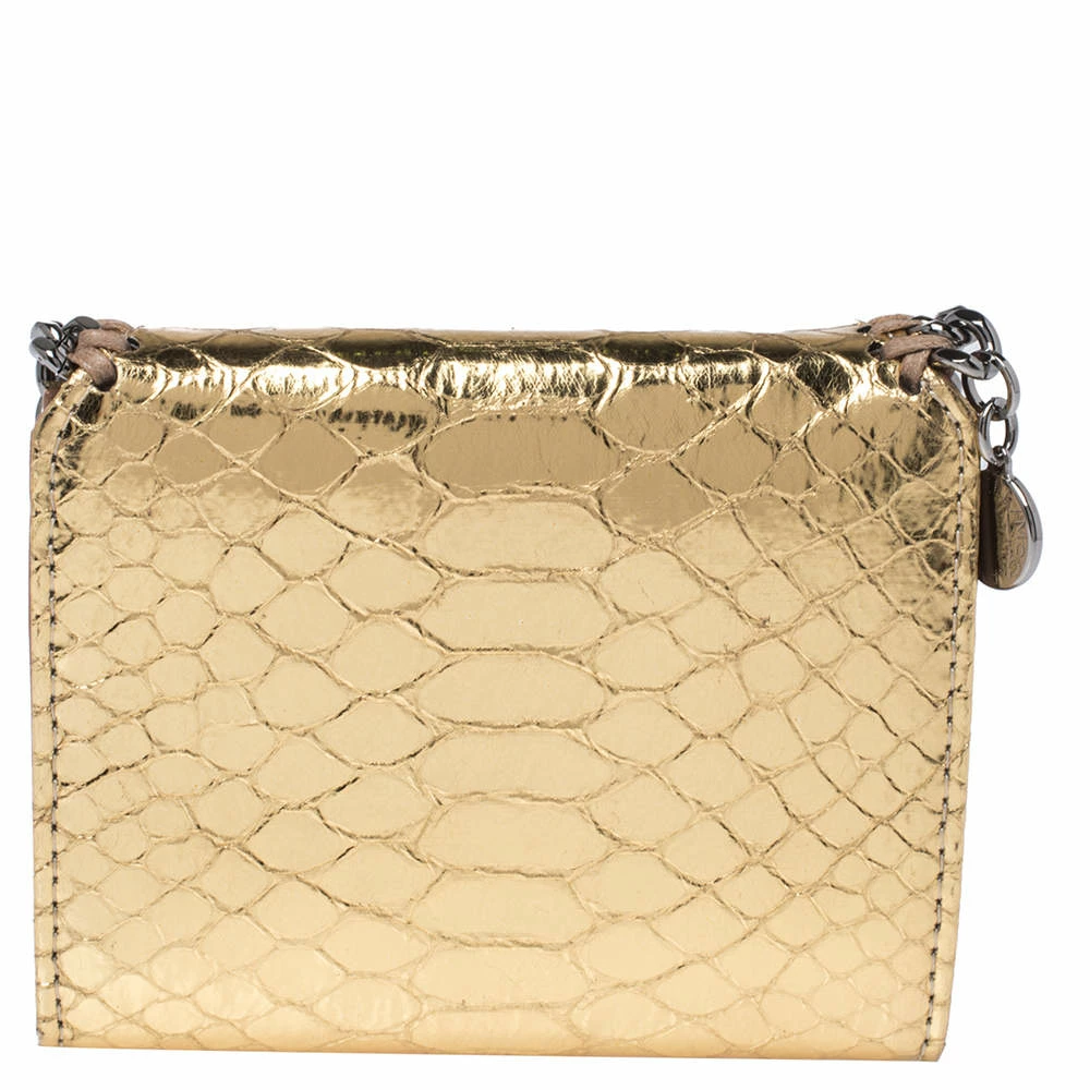 Cheap 👏 Stella McCartney Gold Python Effect Faux Patent Leather Falabella Wallet For 👩 Women 😍 6 Cheap 👏 Stella McCartney Gold Python Effect Faux Patent Leather Falabella Wallet For 👩 Women 😍 - Image 4