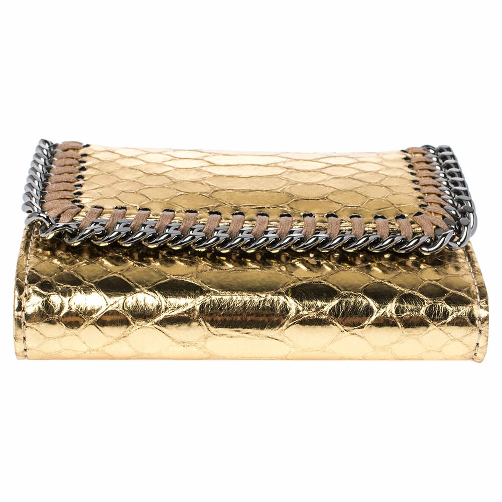 Cheap 👏 Stella McCartney Gold Python Effect Faux Patent Leather Falabella Wallet For 👩 Women 😍 8 Cheap 👏 Stella McCartney Gold Python Effect Faux Patent Leather Falabella Wallet For 👩 Women 😍 - Image 6
