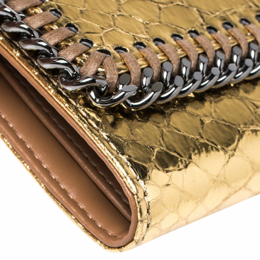 Cheap 👏 Stella McCartney Gold Python Effect Faux Patent Leather Falabella Wallet For 👩 Women 😍 11 Cheap 👏 Stella McCartney Gold Python Effect Faux Patent Leather Falabella Wallet For 👩 Women 😍 - Image 9