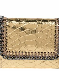 Cheap 👏 Stella McCartney Gold Python Effect Faux Patent Leather Falabella Wallet For 👩 Women 😍
