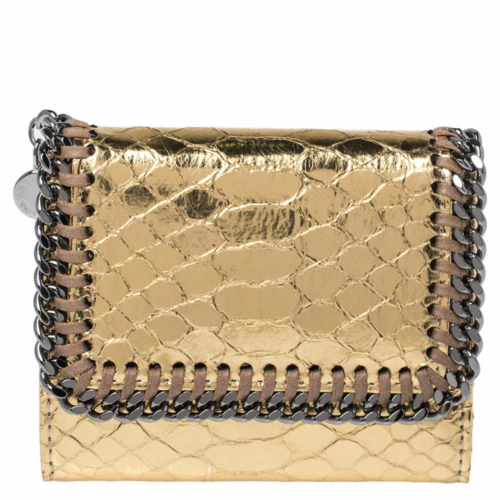 Cheap 👏 Stella McCartney Gold Python Effect Faux Patent Leather Falabella Wallet For 👩 Women 😍 3 Cheap 👏 Stella McCartney Gold Python Effect Faux Patent Leather Falabella Wallet For 👩 Women 😍