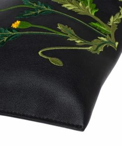 Discount 🌟 Stella McCartney Black Floral Embroidered Faux Leather Botanical Zip Clutch For 👩 Women 👏 -Stella McCartney Shop luxury women stella mccartney used handbags p347413 005
