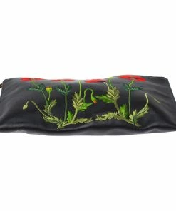 Discount 🌟 Stella McCartney Black Floral Embroidered Faux Leather Botanical Zip Clutch For 👩 Women 👏 -Stella McCartney Shop luxury women stella mccartney used handbags p347413 011