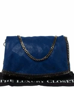Cheapest 🔔 Stella McCartney Blue Faux Leather Large Falabella Flap Shoulder Bag For 👩 Women 🛒 -Stella McCartney Shop luxury women stella mccartney used handbags p347426 004