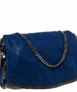 Cheapest 🔔 Stella McCartney Blue Faux Leather Large Falabella Flap Shoulder Bag For 👩 Women 🛒 -Stella McCartney Shop luxury women stella mccartney used handbags p347426 008